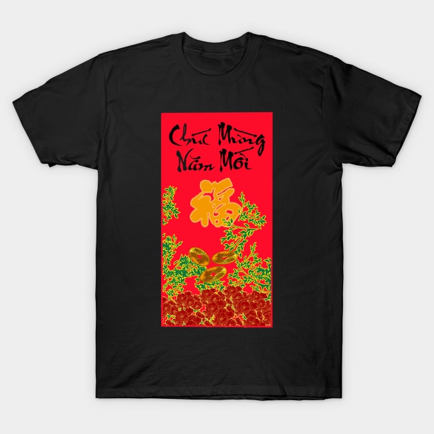 Lunar New Year, Red Envelope, Tet, Chuc Mung Nam Moi T-Shirt by AZNSnackShop